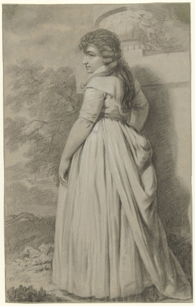 Jeune femme, vue de dos, debout dans un jardin - Taco Scheltema (I)