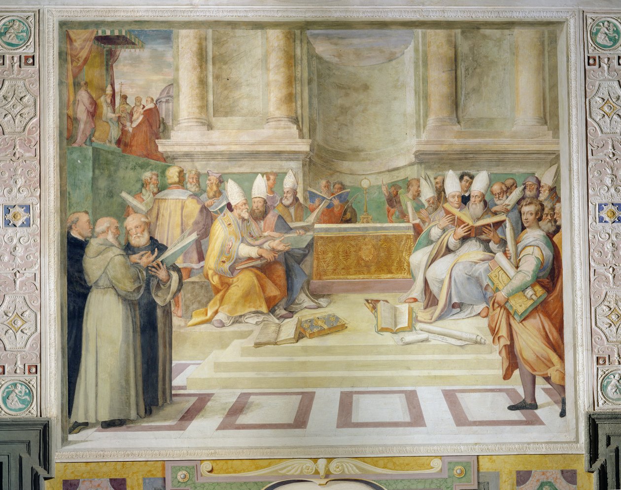 Proclamation du Concile de Trente en 1546 pour réformer la discipline chrétienne, dans la salle du conseil - Federico Zuccaro
