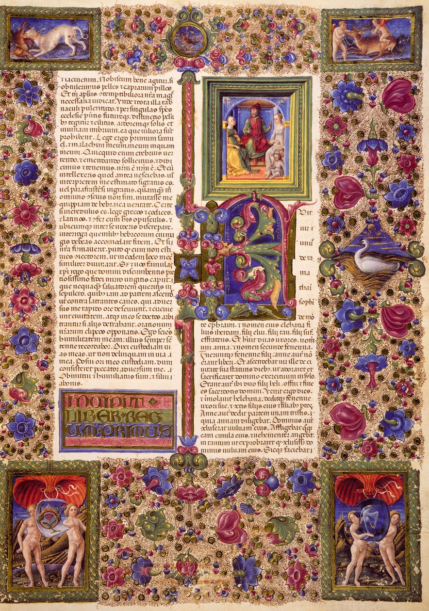 Incipit du premier Livre de Samuel, du Volume I de la Bible de Borso d