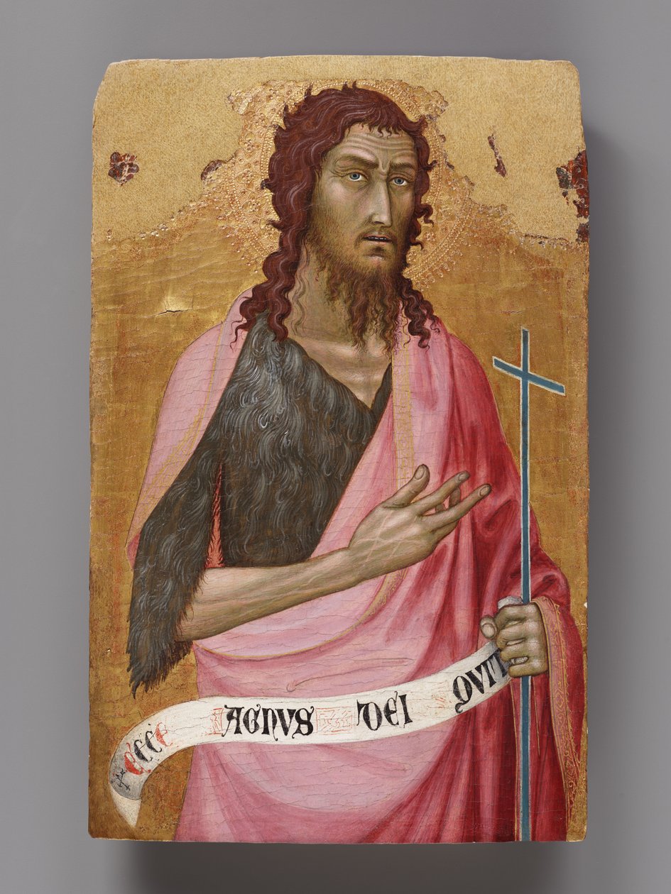 Johannes der Täufer, eines von zwei Tafeln eines zerlegten Altars - Taddeo di Bartolo