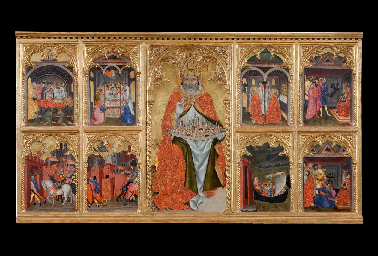 San Gimignano en Trône avec Huit Histoires de sa Vie - Taddeo di Bartolo