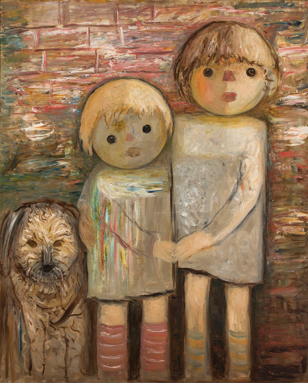 Deux enfants avec un chien - Tadeusz Makowski