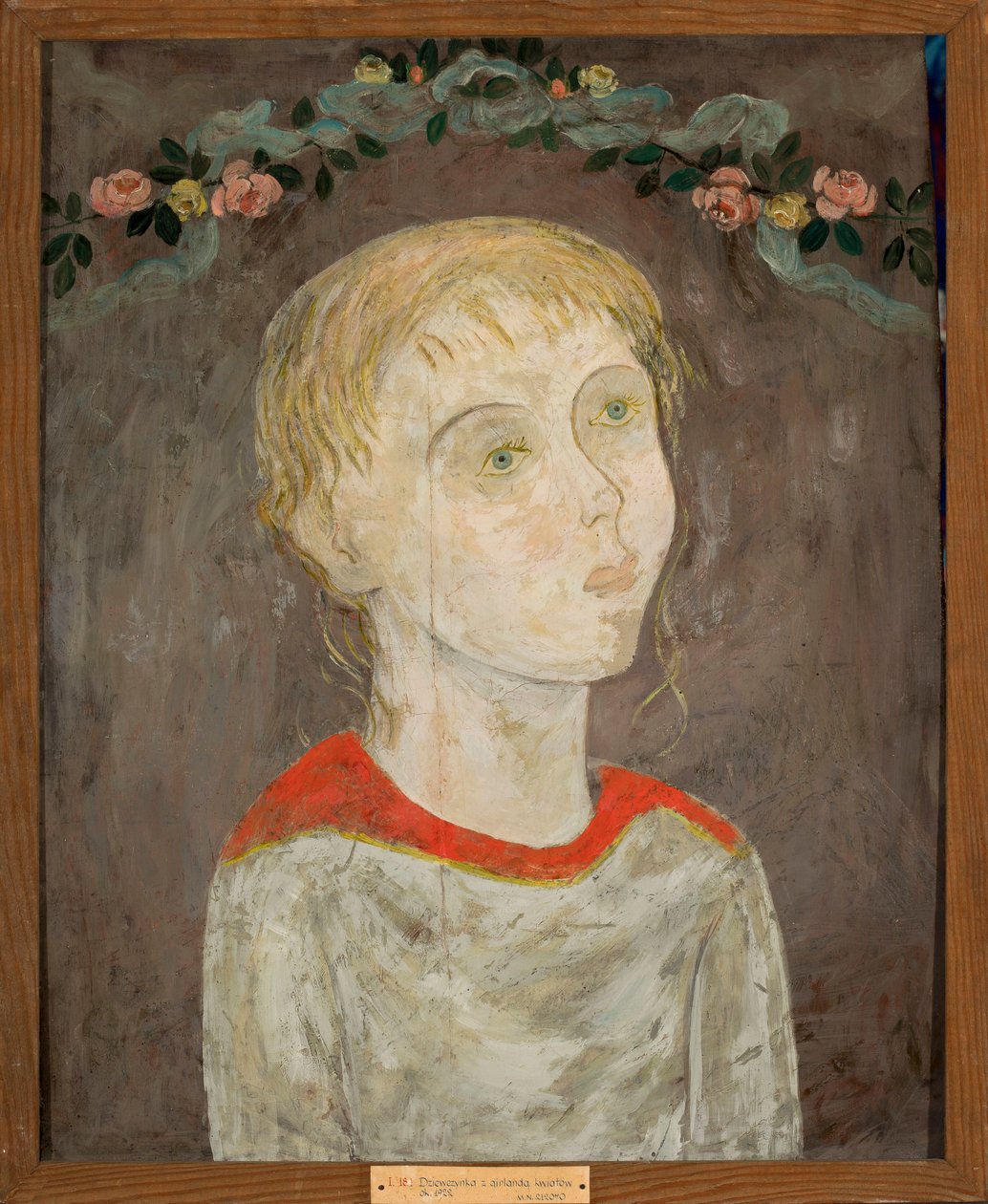 Une jeune fille avec une guirlande de fleurs - Tadeusz Makowski