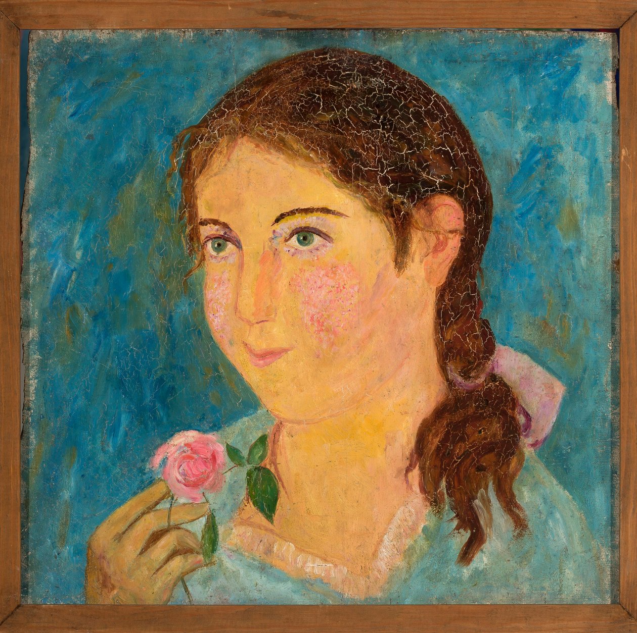 Une jeune fille avec une rose à la main - Tadeusz Makowski