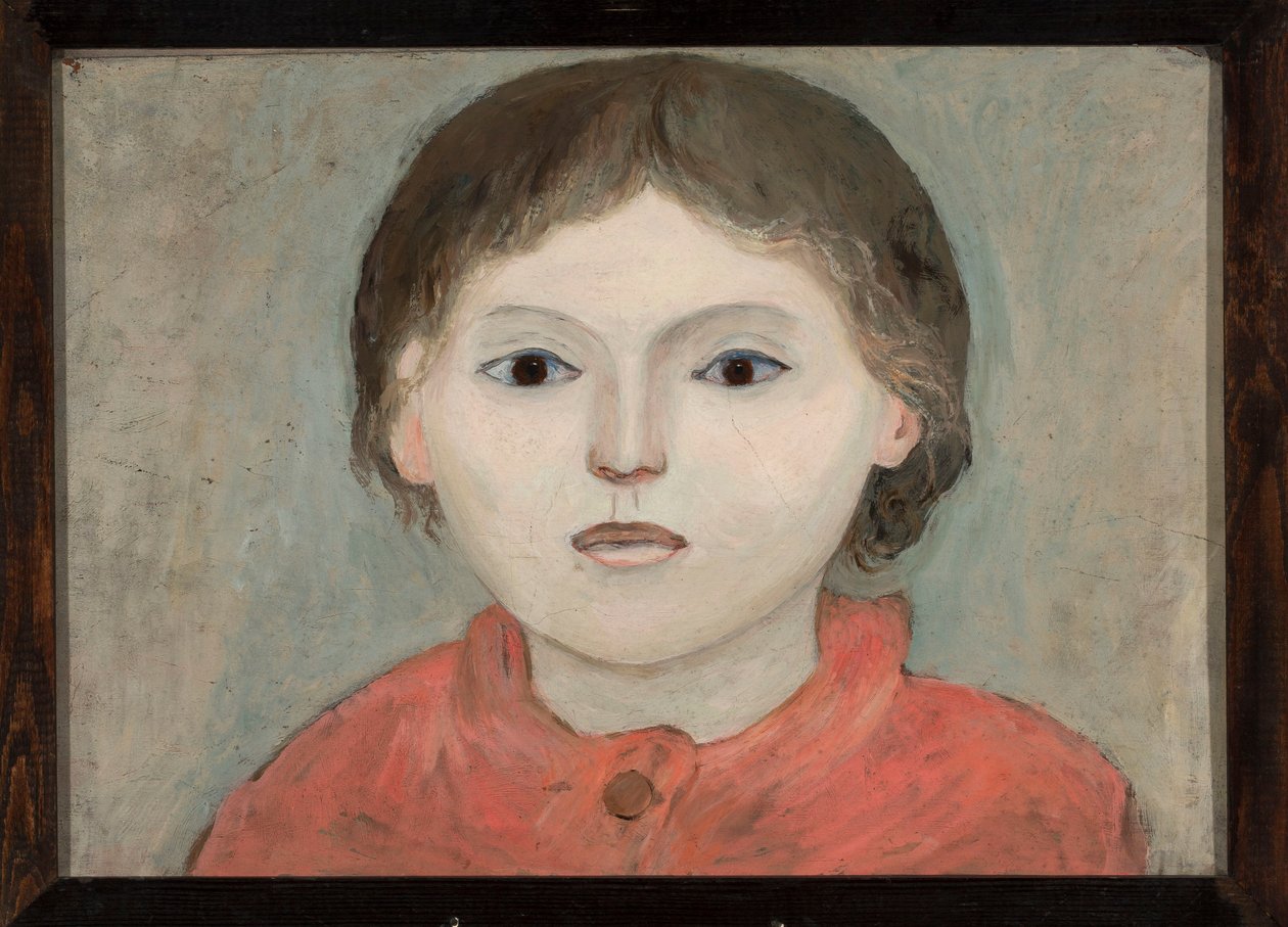Une petite fille en robe orange - Tadeusz Makowski