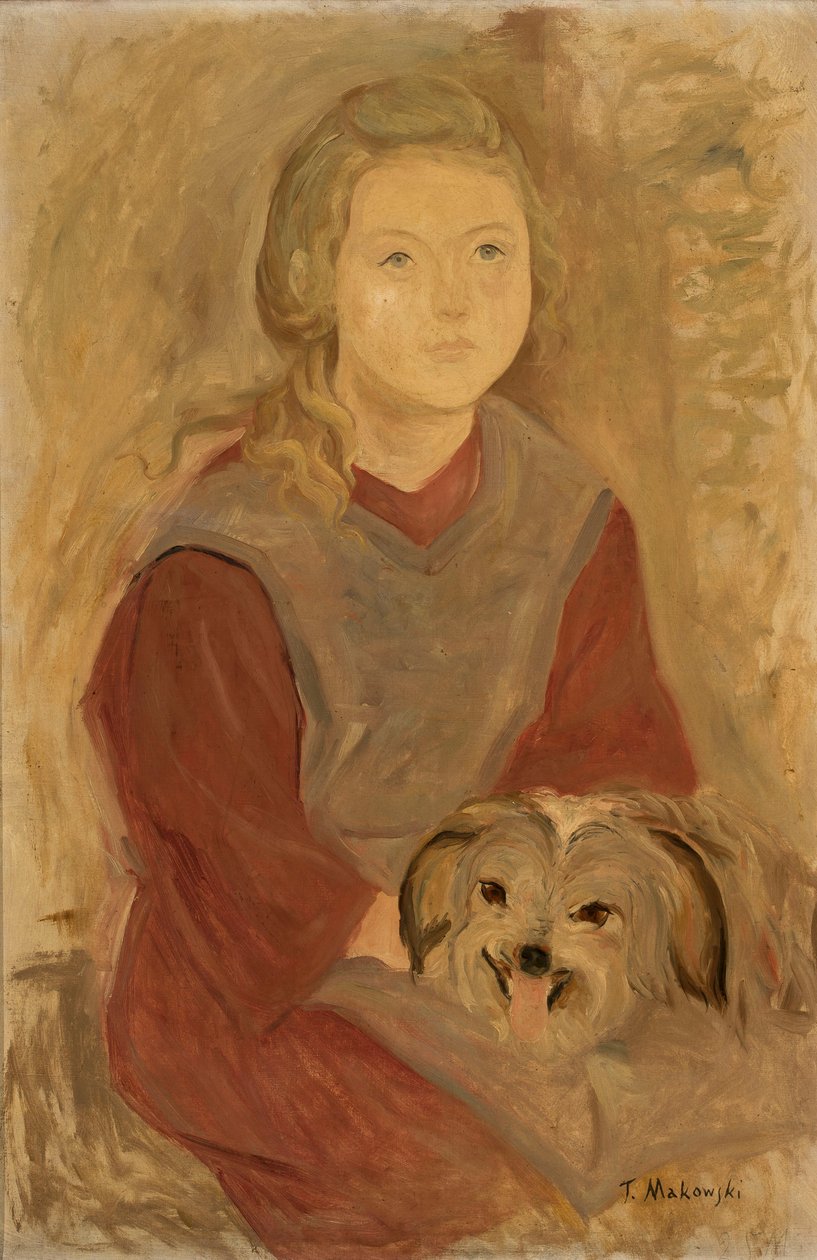 Fillette avec un chien - Tadeusz Makowski
