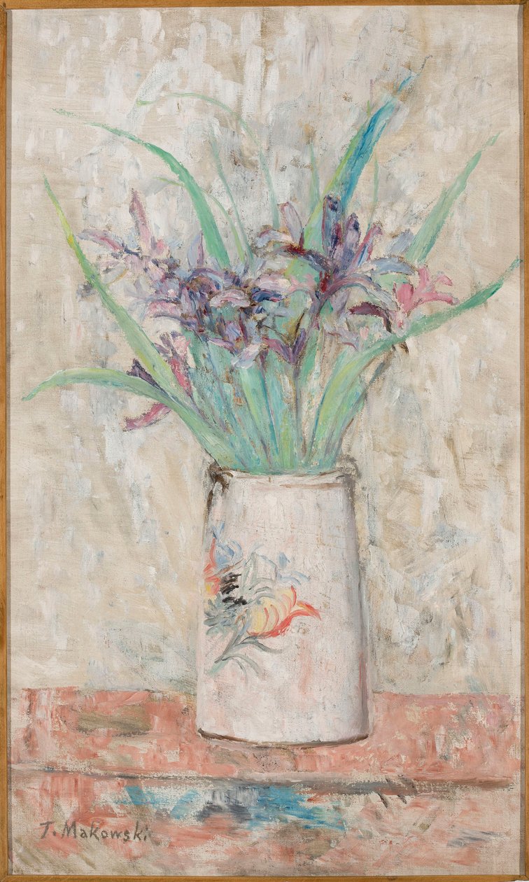 Iris dans un vase blanc - Tadeusz Makowski