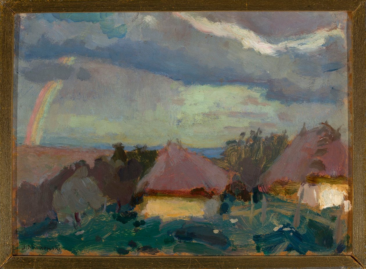 Paysage rural avec un arc-en-ciel - Tadeusz Makowski