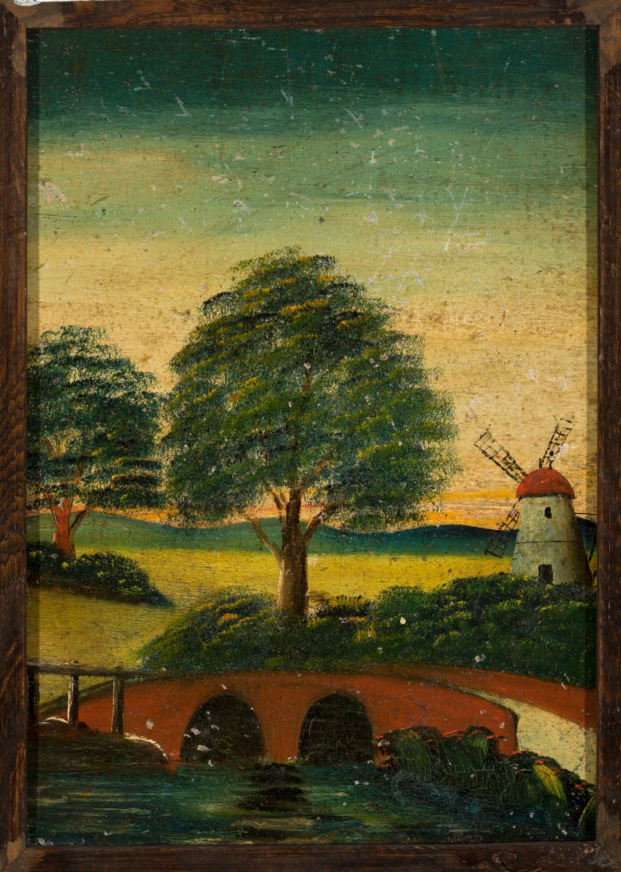 Paysage avec un moulin à vent et un pont - Tadeusz Makowski