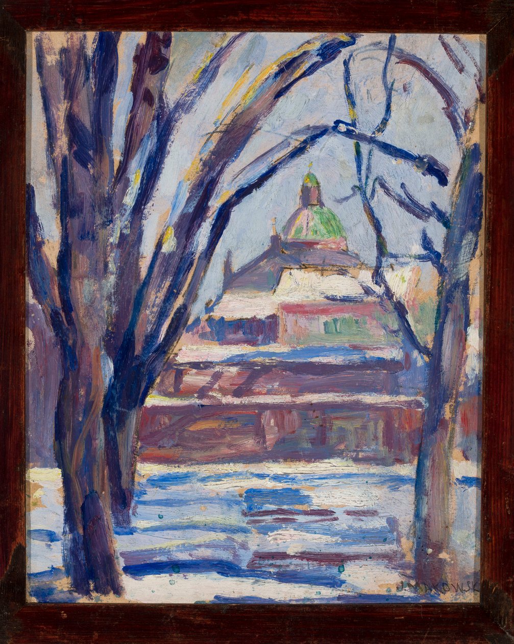 Paysage hivernal avec une église orthodoxe - Tadeusz Makowski