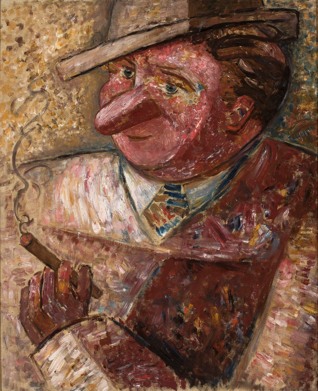 Portrait d’un homme au chapeau et au cigare - Tadeusz Makowski