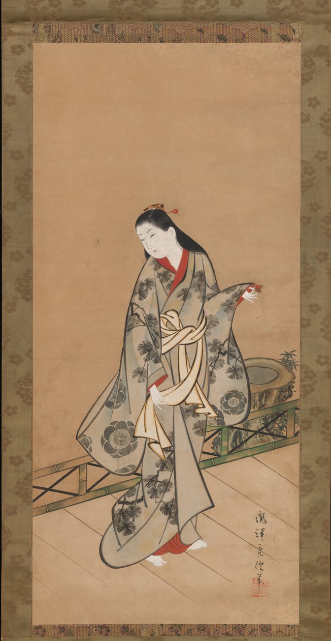 Femme sur la véranda, vers 1730 - Takizawa Shigenobu