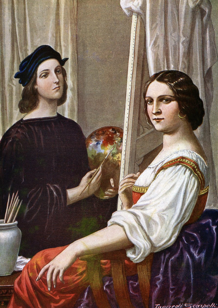 Portrait du peintre Raphaël peignant la Fornarina - Tancredi Scarpelli