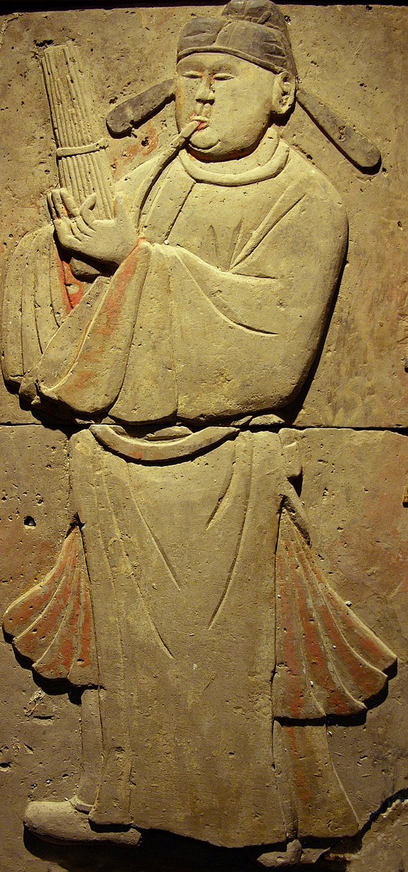 Stèle représentant un musicien (terre cuite) - Tang Dynasty Chinese School