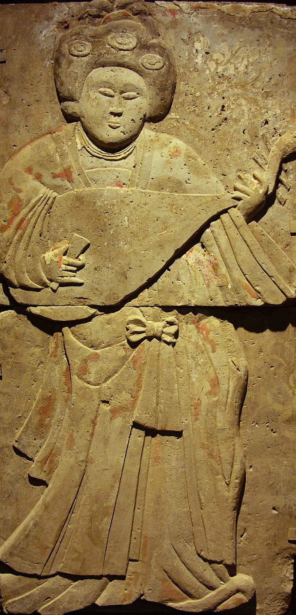 Stèle en terre cuite avec musicien, dynastie Tang (618-907), découverte dans la province de Shaanxi, Musée de la Forêt de Stèles à Xian. Photographie, Leonard de Selva, Chine, 2006. - Tang Dynasty Chinese School