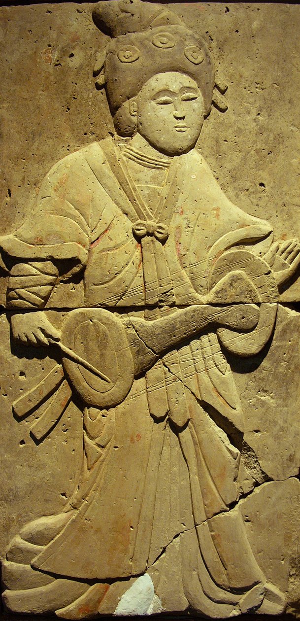 Stèle en terre cuite avec musicien, dynastie Tang - Tang Dynasty Chinese School