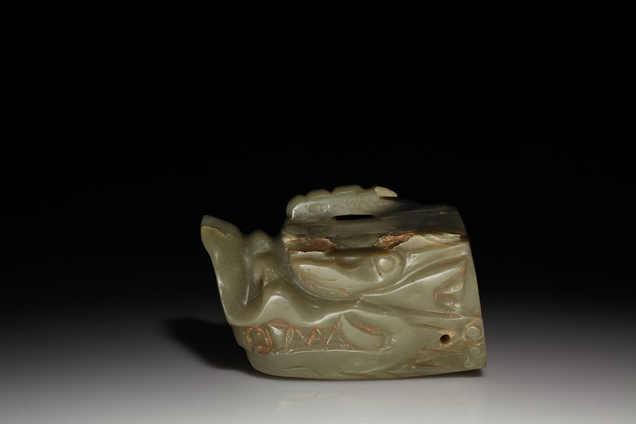 La tête de dragon en jade Junkunc - Tang Dynasty Chinese School