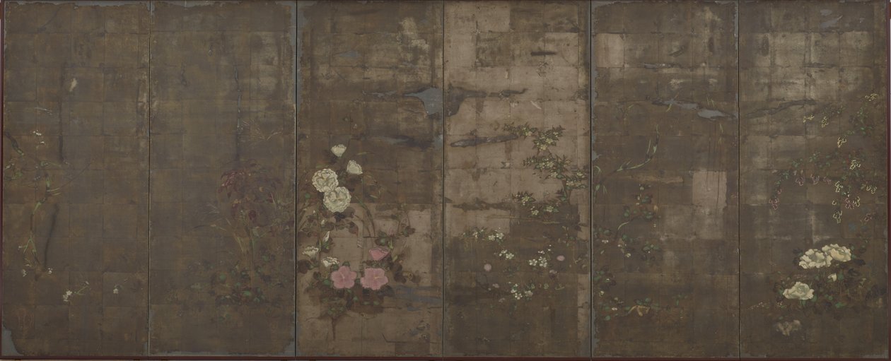 Fleurs des saisons, écrans (six panneaux), 1600-30 - Tawaraya Sotatsu