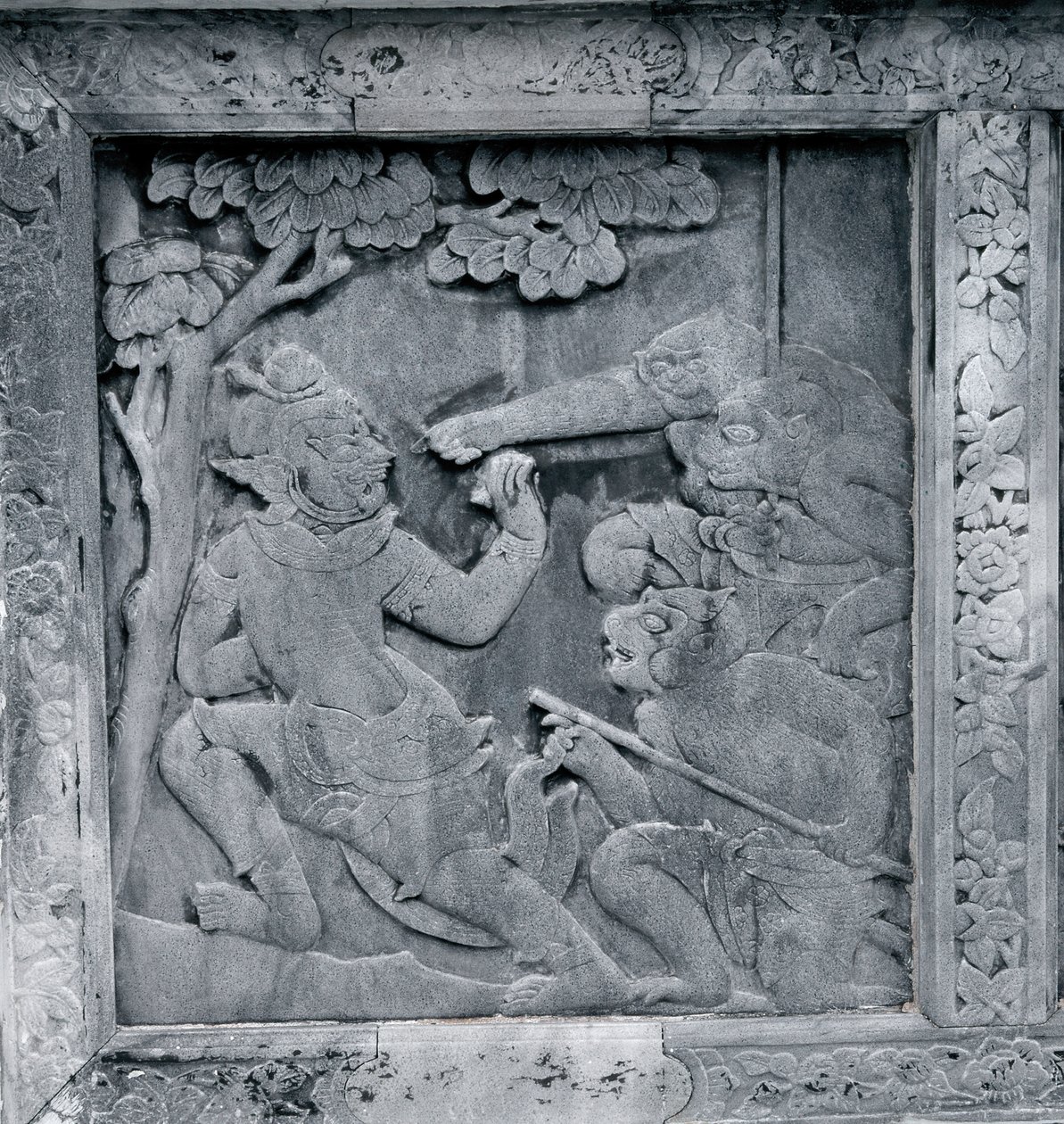 Un des reliefs de la série représentant le Ramakien (Ramayana) - Thai School