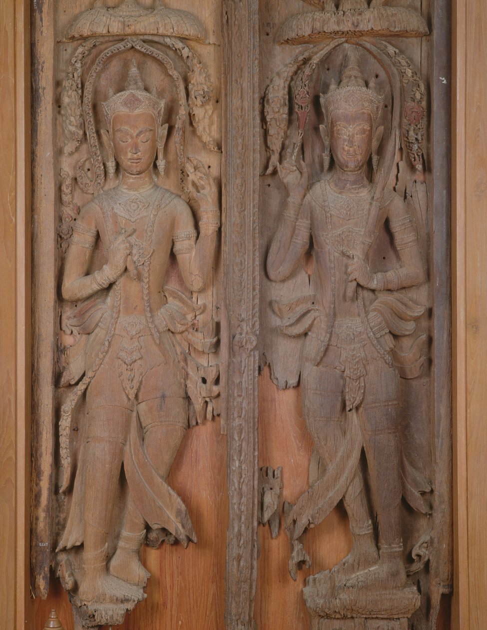 Panneau de porte avec deux Deva (bois) - Thai School