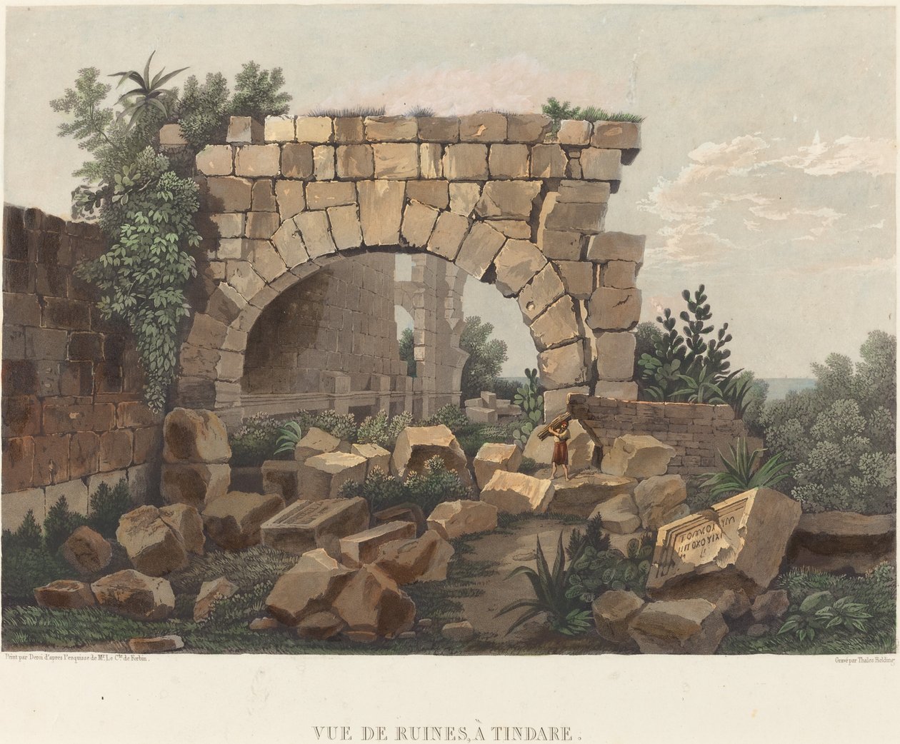Vue de ruines, à Tindare - Thales Fielding after Comte de Forbin