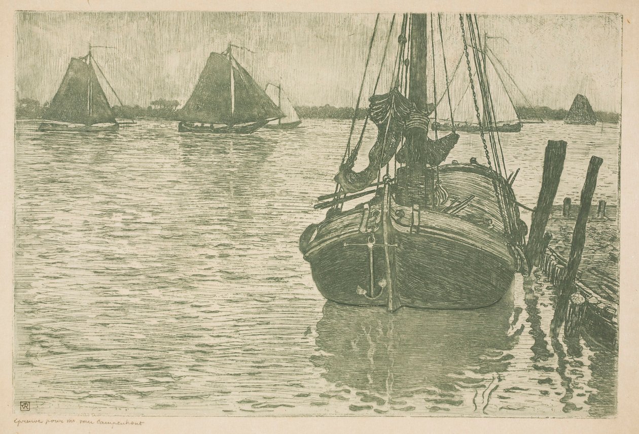 Navires sous la pluie - Théo van Rysselberghe