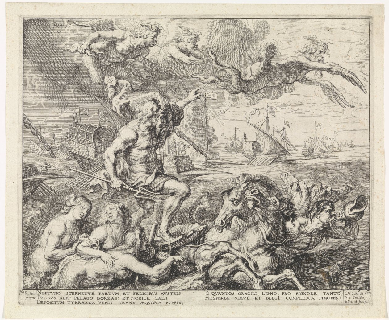 Le voyage de Barcelone à Gênes; entrée de Ferdinand à Anvers en 1635 (n° 7) - Theodoor van Thulden