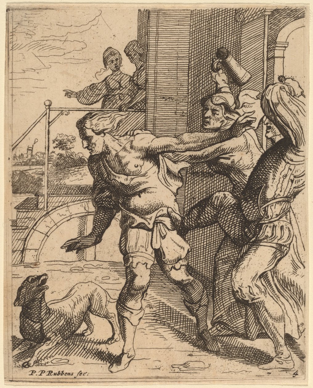 Le fils prodigue chassé de la taverne - Theodoor van Thulden after Sir Peter Paul Rubens