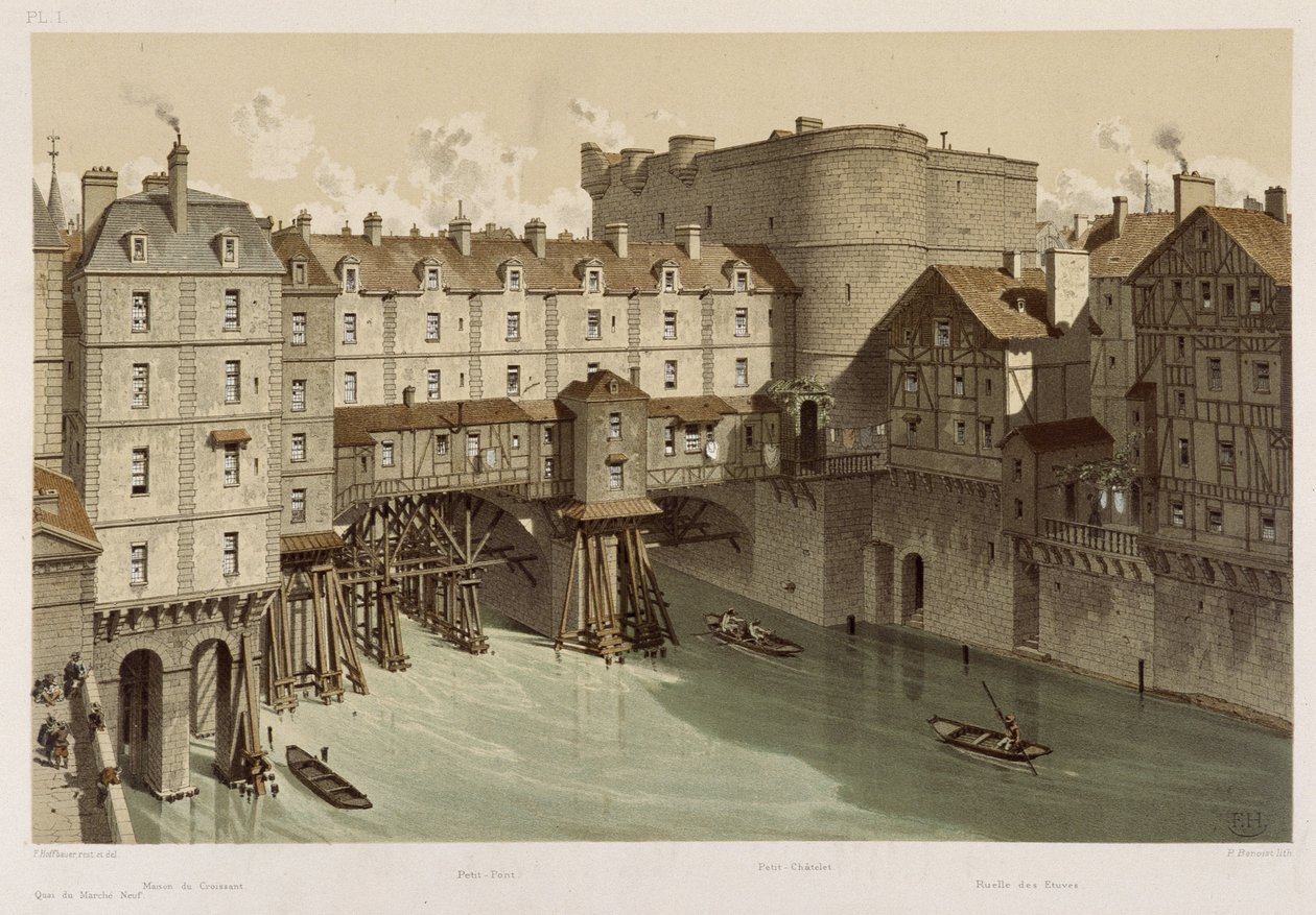 Le petit Châtelet et le petit pont - Theodor Josef Hubert Hoffbauer