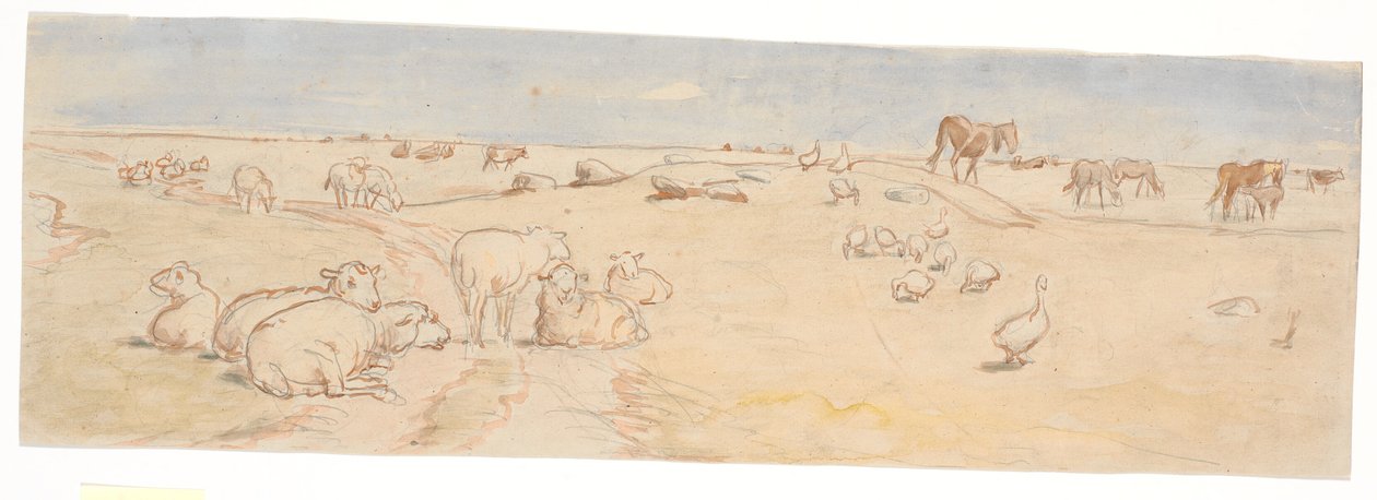 Moutons et oies à Saltholm (esquisse pour décoration de bol à punch) - Theodor Philipsen