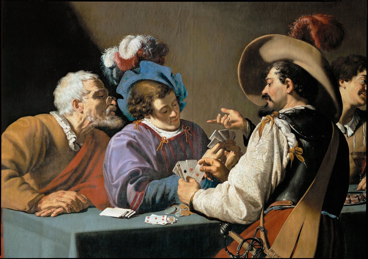 Les joueurs de cartes (huile sur toile) - Theodor Rombouts