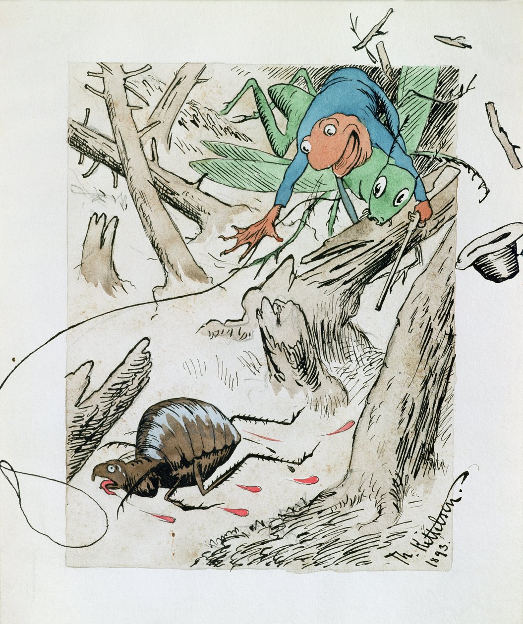 Chasse aux puces dans la forêt vierge - Theodor Kittelsen