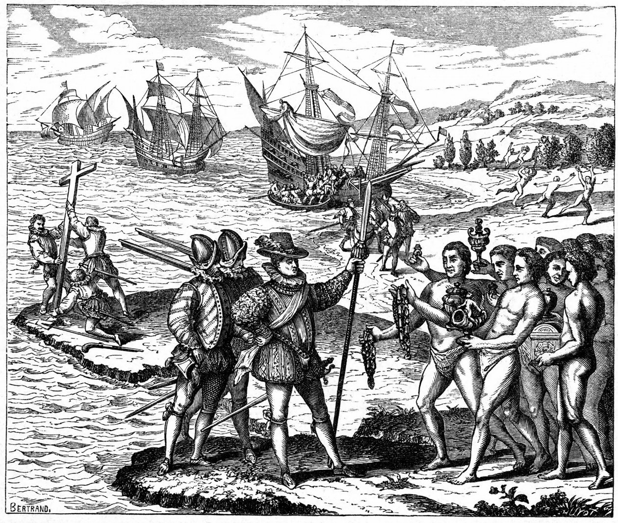 Christophe Colomb (1451-1506) explorateur génois, découvrant l
