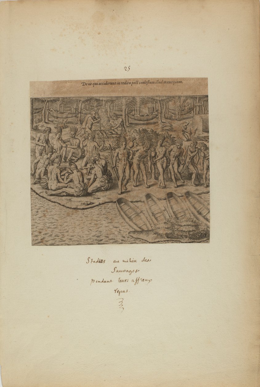 De Iss qui Acciderunt in Reditu Post Comestum Illud Mancipium. (extrait du livre Americae, troisième partie) - Theodor de Bry