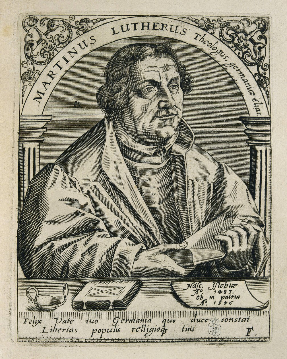 Martin Luther (1483-1546). Réformateur religieux allemand. Gravure. Espagne. Madrid. Bibliothèque nationale - Theodor de Bry