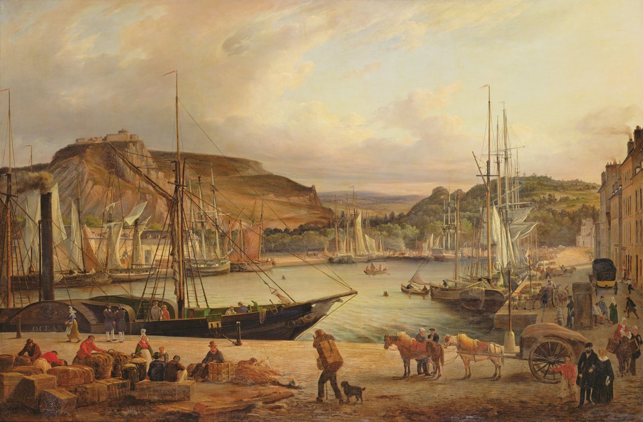 Vue du port commercial de Cherbourg - Theodore Deslinieres