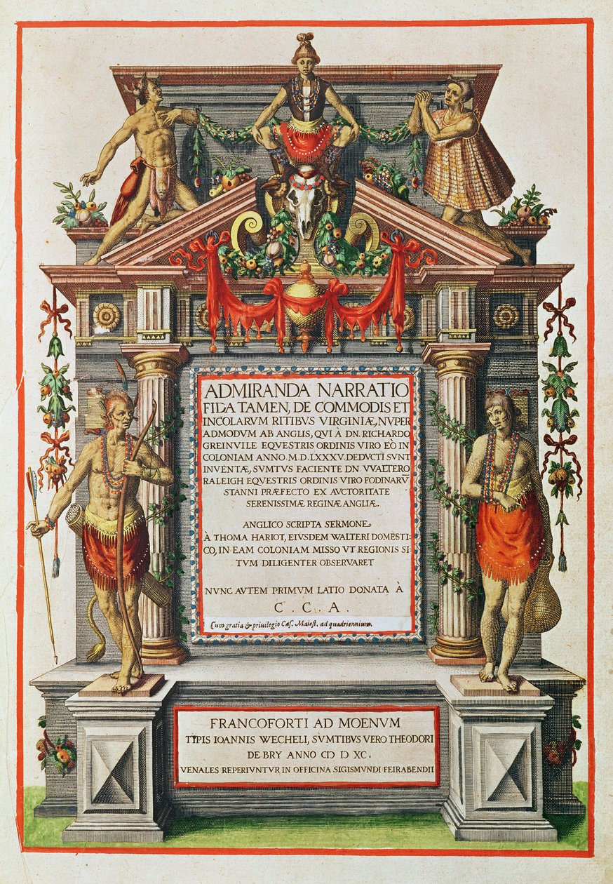 Admiranta Narratio.... Frontispice (page 1), 1585-1588 - Theodore de Bry