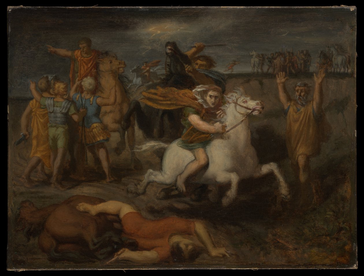 Scène tirée de la Guerre des Gaules : le Gaulois Littavicus, trahissant la cause romaine, s
