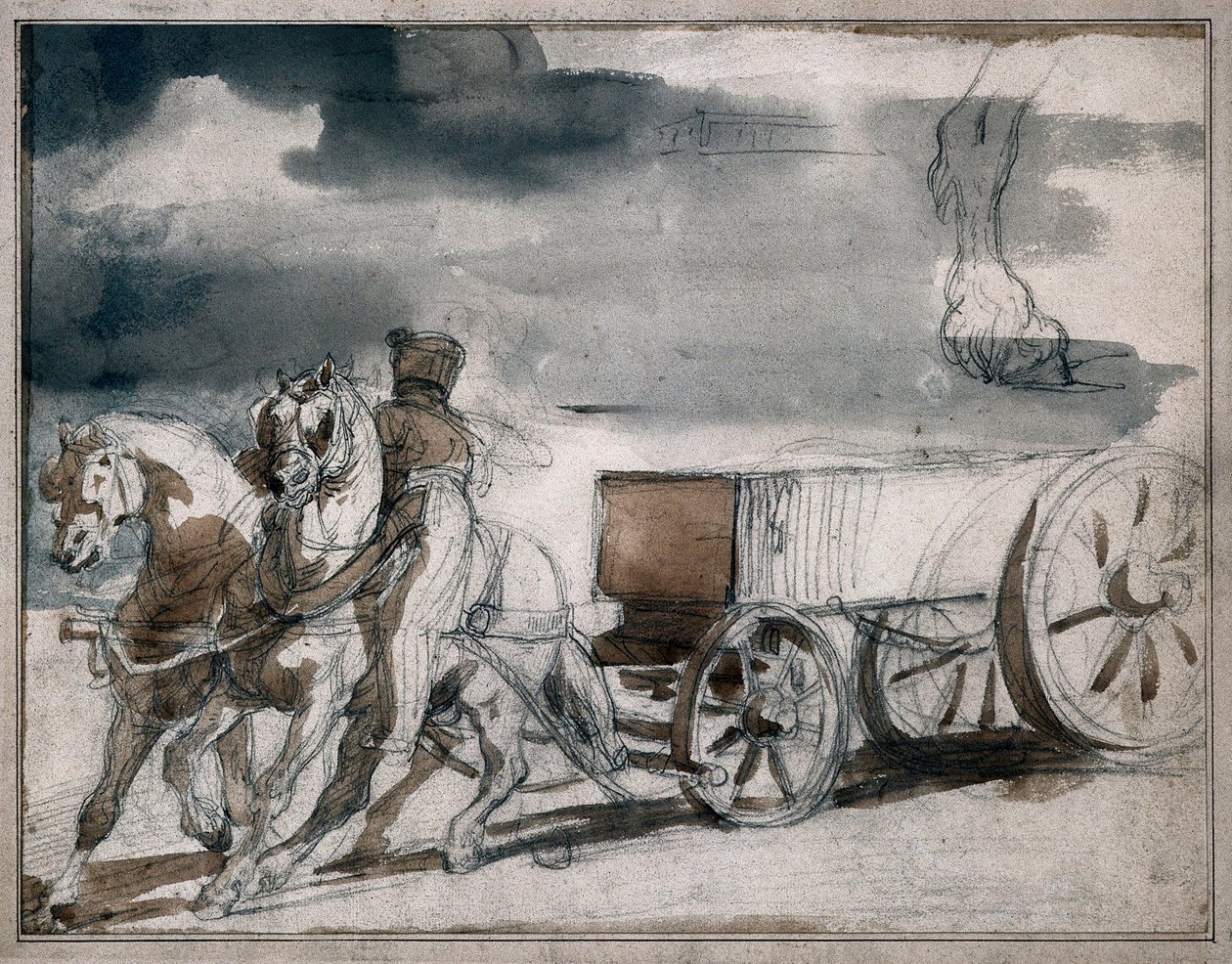 Chariot de munitions tiré par deux chevaux - Theodore Gericault