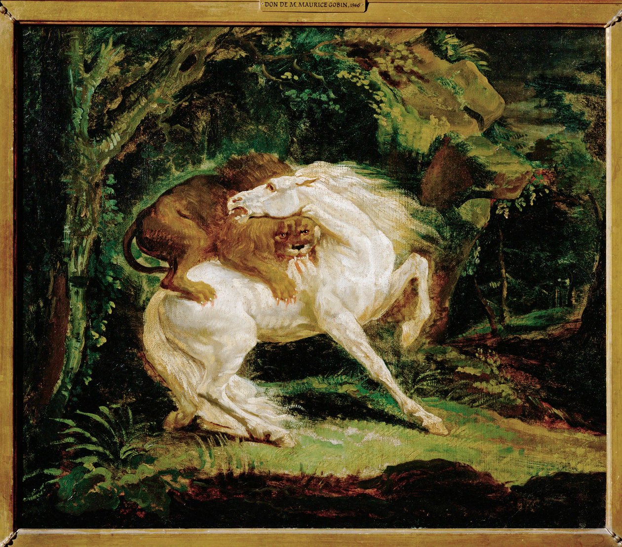 Cheval attaqué par un lion, d