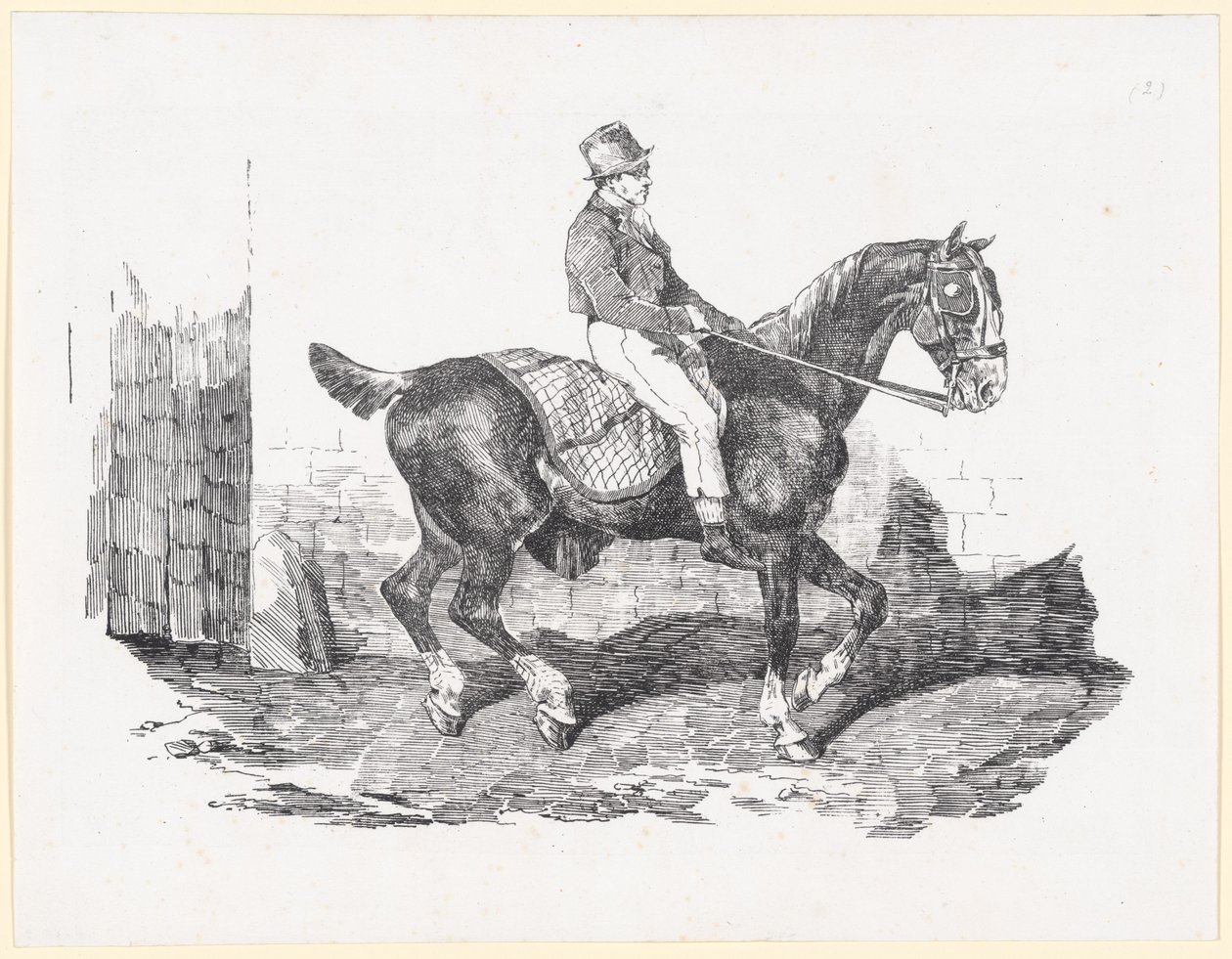 Cheval de carrosse monté par un palefrenier, dit aussi Cheval anglais avec une couverture à carreaux (Carriage Horse Ridden by a Groom, also called English Horse with a Checkered Blanket) - Theodore Gericault
