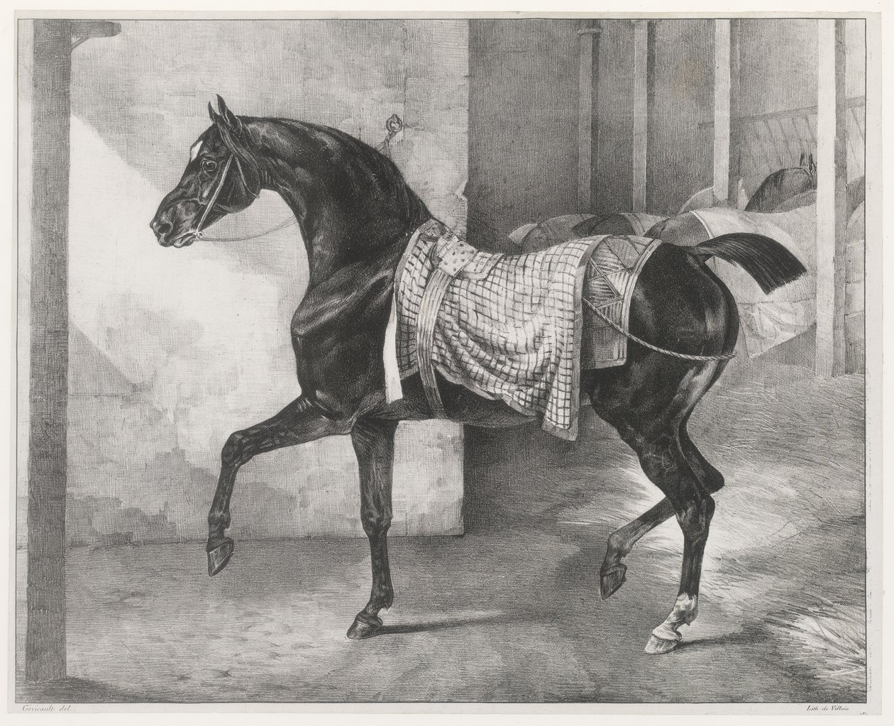 Cheval noir attaché dans une écurie (A Black Horse Tethered in a Stable) - Theodore Gericault