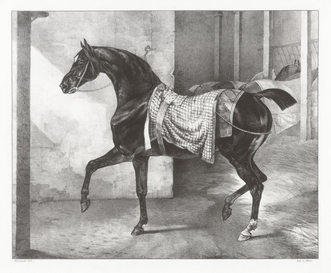 Cheval noir attaché dans une écurie (A Black Horse Tethered in a Stable) - Theodore Gericault