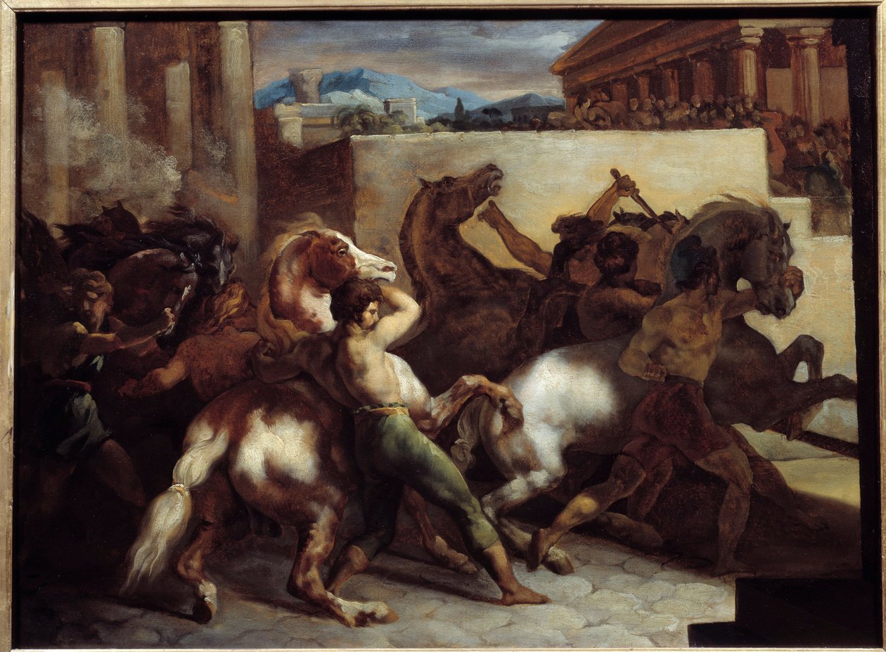 Courses de chevaux libres à Rome - Theodore Gericault