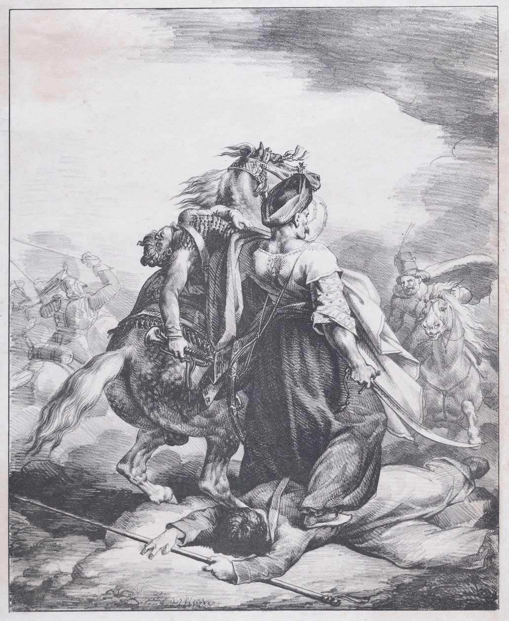 Un Mamelouk défendant un trompettiste blessé - Theodore Gericault
