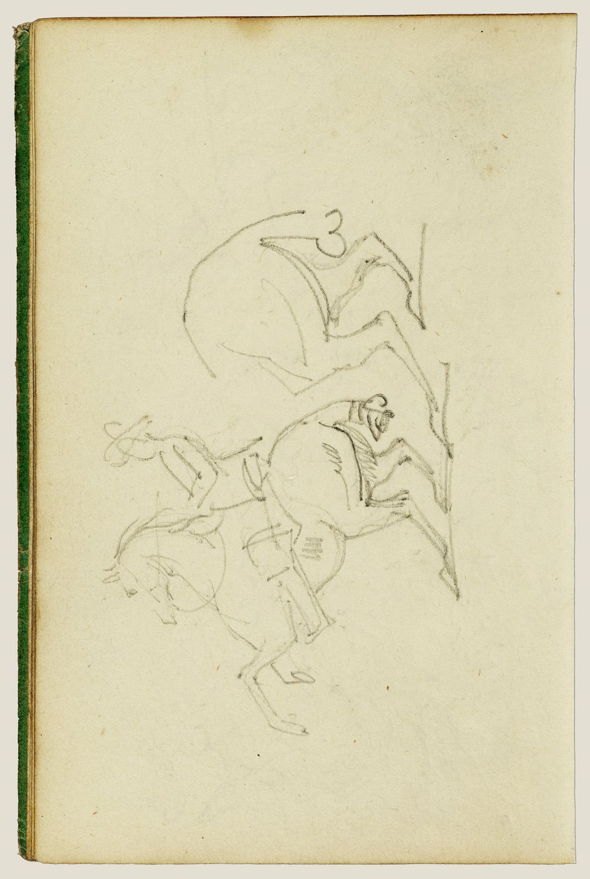 Homme sur un cheval qui se cabre, étude des pattes arrière du cheval - Theodore Gericault