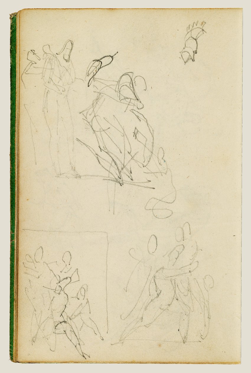 Trois études de composition représentant un groupe de personnages - Theodore Gericault