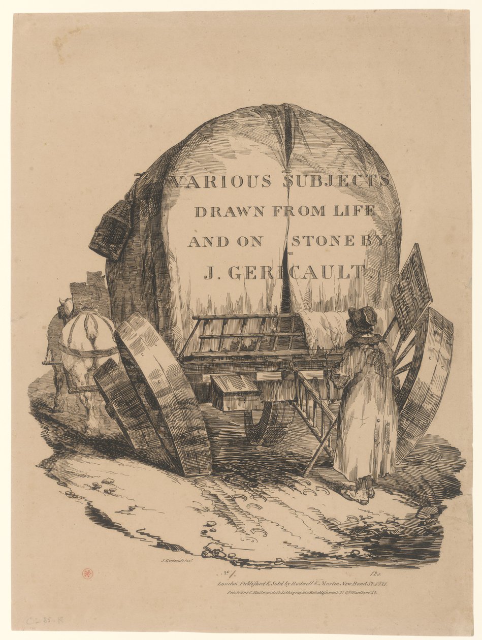 Un fourgon attelé (Titre de la série anglaise) [A Hitched Wagon or A Horse-Drawn Cart (Title Page of the English Series) - Theodore Gericault