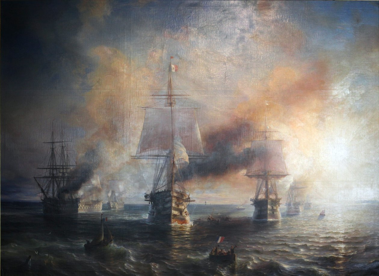 Français :  La flotte française se rendant de Cherbourg à Brest, 1858 La flotte française se rendant de Cherbourg à Brest, 1858 - Theodore Gudin