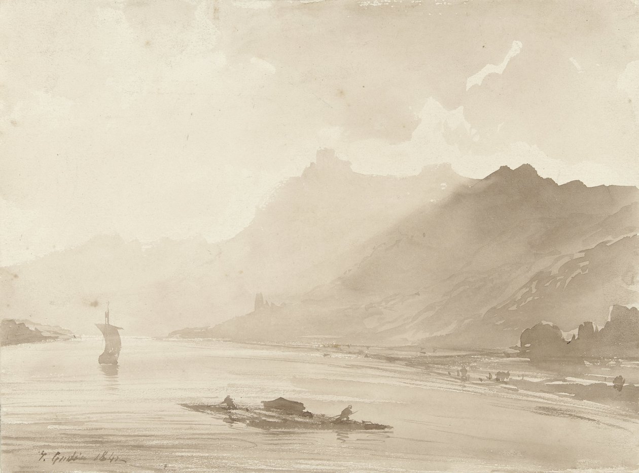 Vue sur le Rhin - Theodore Gudin